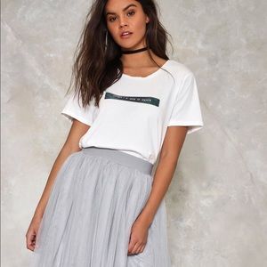 🤍 Nasty Gal Tulle Grey Midi A-line Full Trendy Prom Wedding Skirt Satin Lining